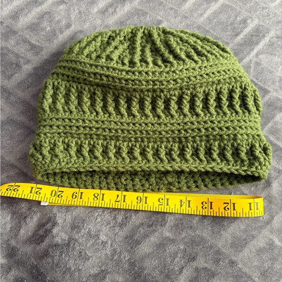 Handmade Crocheted Beanie - Army Green - Picture 6 of 6